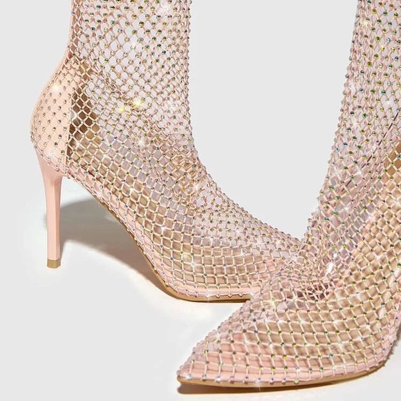 Fishnet Rhinestone Heels - Picture 6 of 8